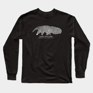 Giant Anteater with Common and Latin Names - animal ink art Long Sleeve T-Shirt